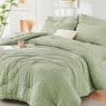 thumbnail image 1 of Light Green Twin Comforter Set Seersucker 5 Pieces, All Season Luxury Bed in a Bag for Bedroom, Bedding Set with Comforters, Sheets, Pillowcase & Shams, 1 of 15