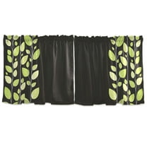 Light Green Vines Tier Curtains for Kitchen 57x24 Inch Semi Sheer Light Filtering Half Window Curtains 2 Panels