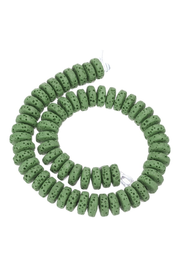 Light Green Volcanic Rock Beads 8x3mm Essential Oil Diffuser Stone, Loose Flat Round Bead (1 Strand, 55pcs)