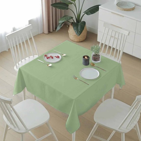 Light Green Watercolor Table Cloth 54x54in, Waterproof Square Tablecloth Wipeable Tablecloths Solid Color Table Covers for Dining Tables Party Indoor Outdoor