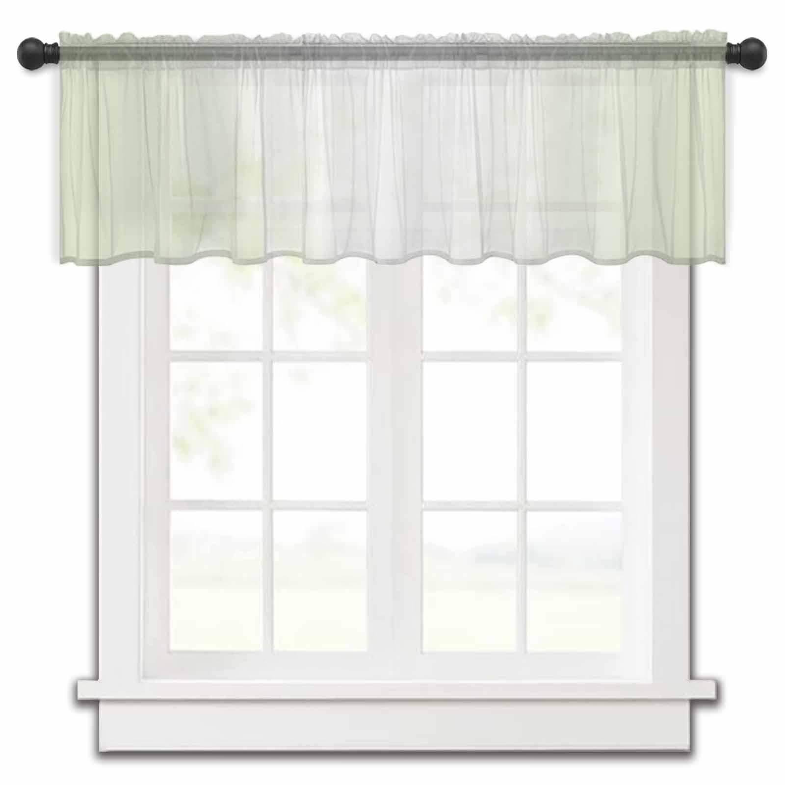 Light Green White Sheer Valance Curtains for Kitchen/Living Room