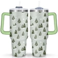 thumbnail image 1 of Light Green Winter Pine Trees 40 Oz Tumbler with Handle Lid and Straw Stainless Steel Double Walled Vacuum Insulated Cup Merry Christmas Gifts Tumbler for Women Men Friends Outdoor Indoor, 1 of 6