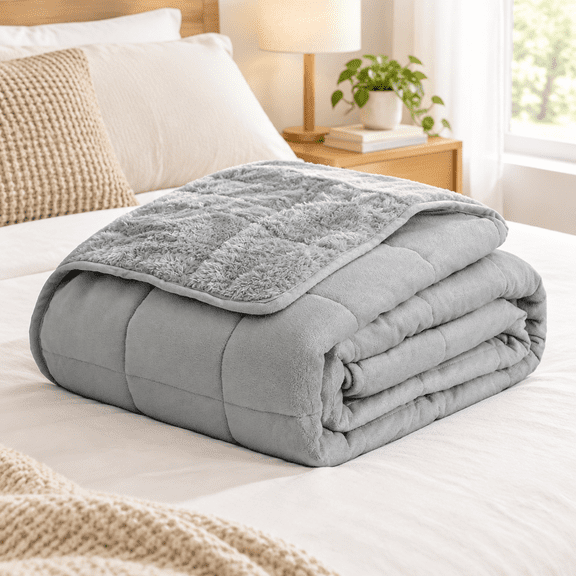 Light Grey 60"x80" 20 lbs Plush Fleece Weighted Throw Blanket for Bed Couch Sofa Adults