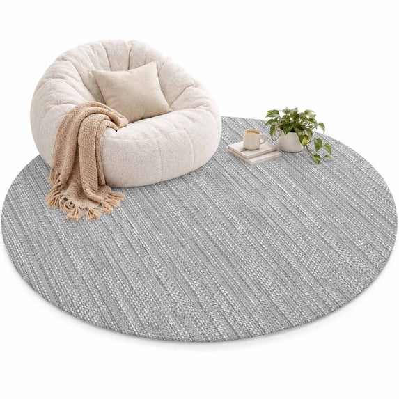 Light Grey Area Rug 5', Country Vintage Minimalist Solid Color Backdrop ...