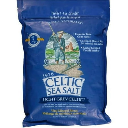 Light Grey Celtic Sea Salt 5 Pound Resealable Bag â€“ Additive-Free, Delicious Sea Salt, Perfect for Cooking, Baking and More - Gluten-Free, Non-GMO Verified, Kosher and Paleo-Friendly