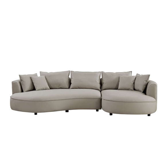 Light Grey Chaise Sofa with Multifunctional Pillows / Enhanced Comfort for Reading