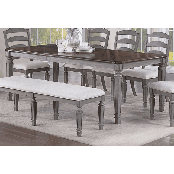 Light Grey Cherry Contemporary Style 1pc Dining Table with Leaf Extension for 8-Person Dining Room Furniture