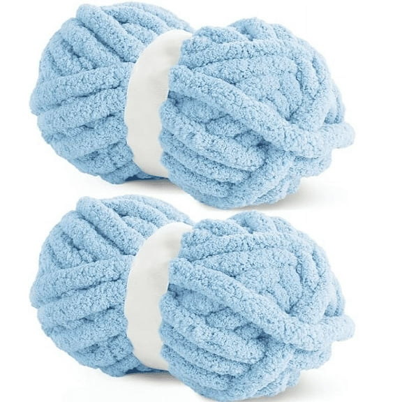 Light Grey Chunky Chenille Yarn for Crocheting, Bulky Thick Fluffy Yarn for Knitting,Super Bulky Chunky Yarn for Hand Knitting Blanket, Soft Plush Yarn, 2 Jumbo Pack (27 yds,8 oz Each Skein)