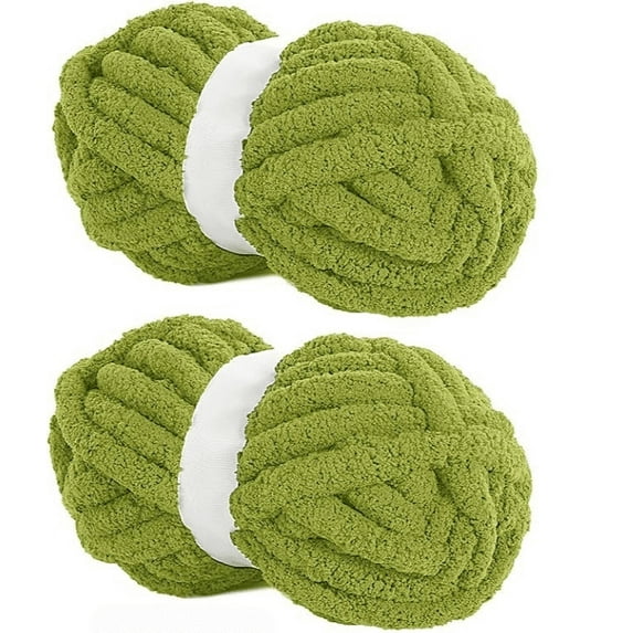 Light Grey Chunky Chenille Yarn for Crocheting, Bulky Thick Fluffy Yarn for Knitting,Super Bulky Chunky Yarn for Hand Knitting Blanket, Soft Plush Yarn, 2 Jumbo Pack (27 yds,8 oz Each Skein)