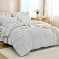 thumbnail image 1 of Light Grey Comforter King Size Set with Sheets - 7 Pieces Boho Bed in a Bag Tufted Bedding Sets Lightweight All Season Bed Set with Comforter, Sheets, Pillowcases & Shams, 1 of 14