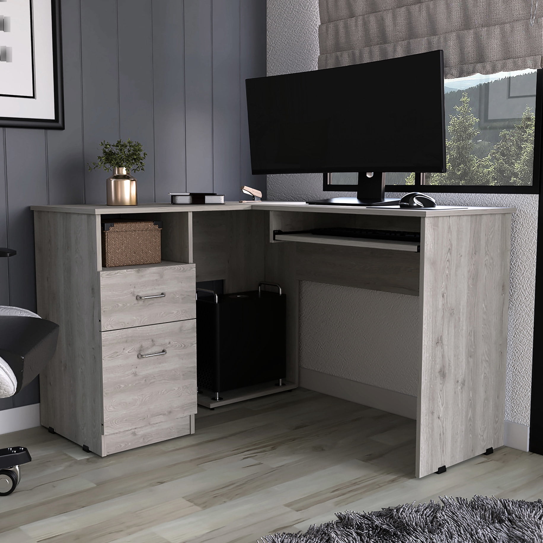 Grey Computer Table Light Grey Computer Desk | Versatile Workspace and Aesthetic Blend ...