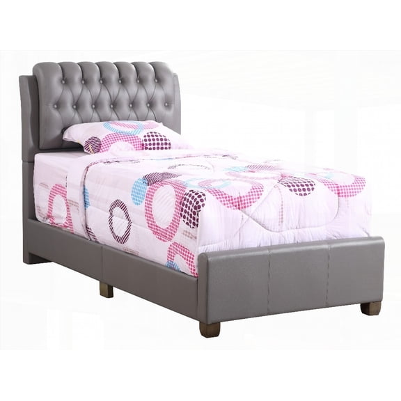 Twin Size Metal Platform Bed Frame with Light Grey Finish, No Box Spring Needed, for Bedroom