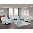 thumbnail image 1 of Light Grey Corduroy Upholstered Padded Manual Motion Sofa w Fold Down Table Loveseat Console Glider Recliner 3pc Sofa Set, 1 of 10
