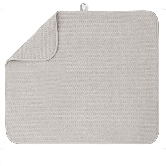 Bellemain Dish Mat Microfiber Dish Drying Mat Super Absorbent Kitchen Mat, XXL, 16" x 18", Light Gray