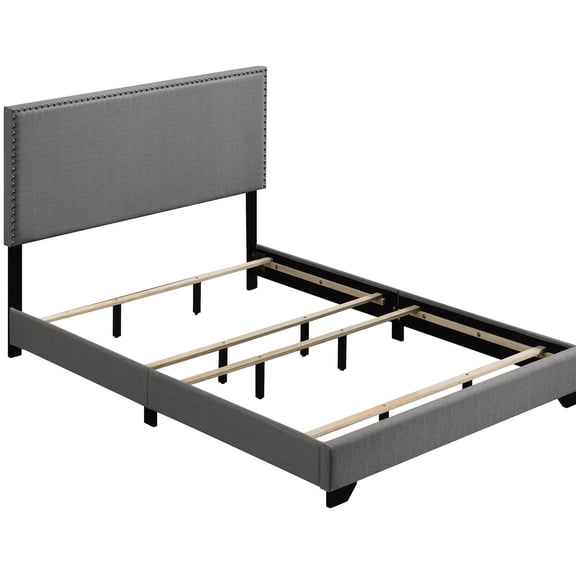 Light Grey Fabric-Upholstered Queen Panel Bed / Provide a Cozy Retreat for Sleep