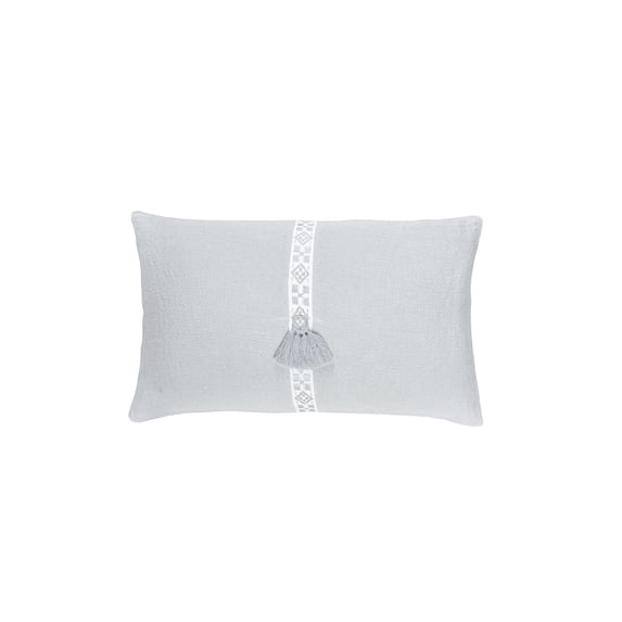 Light Grey Geo Trim So Soft Linen Pillow 12x20 Down Insert