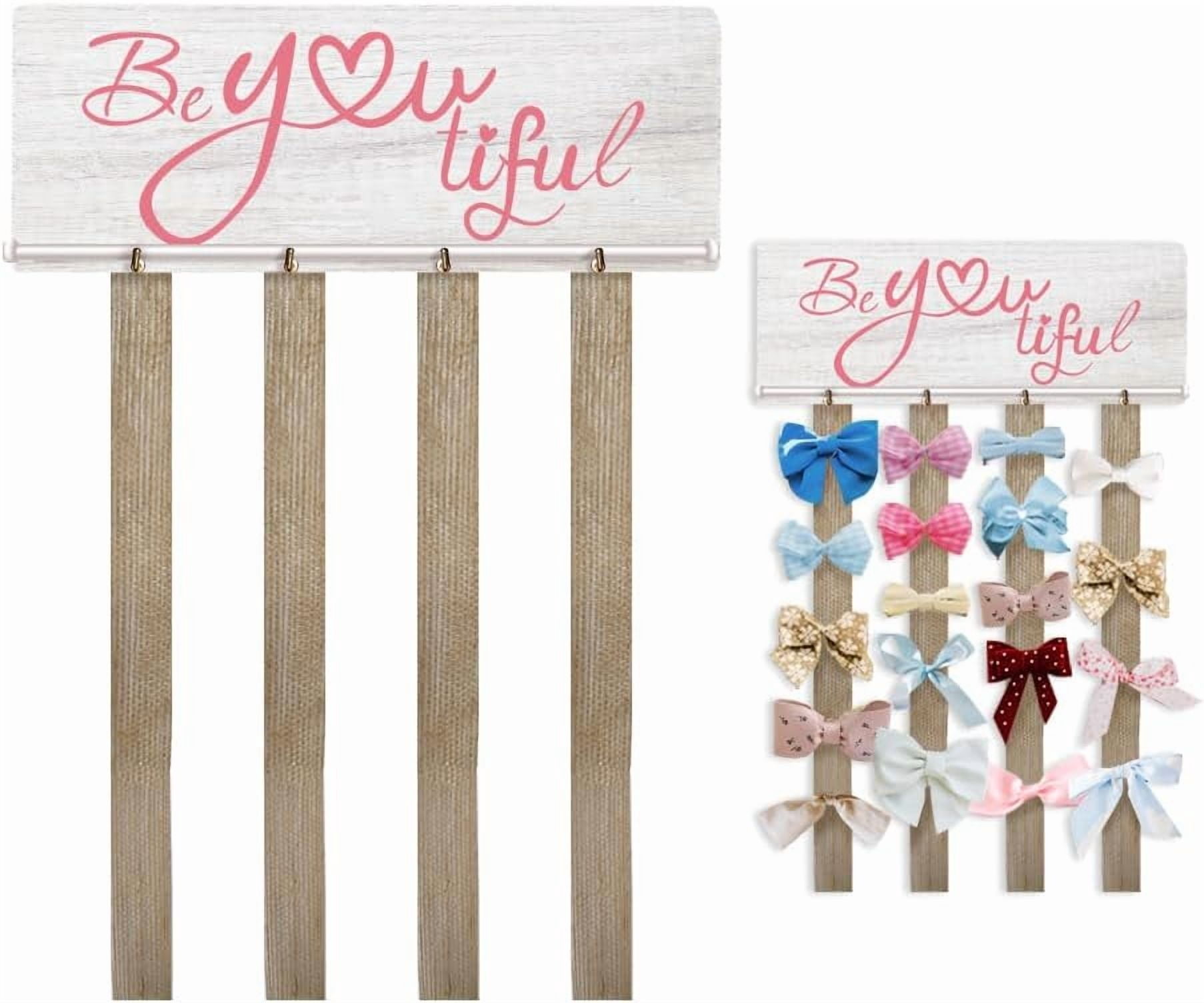 Light Grey Hair Holder Organizer Storage Wall Decor Hair Clips Headband Organizer Hair Tie Clip Ribbon Accessories Hair Bows Hanger for Woman Room Wall Hanging Decor for DIY