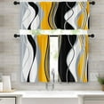 thumbnail image 1 of Light Grey Kitchen Window Curtains Valance and Tier Set 36 Inch, Gray Striped Abstract Rod Pocket Short Tier Curtain for Bathroom, Modern Small Cafe Drapes for Kitchen Decor, 1 of 4