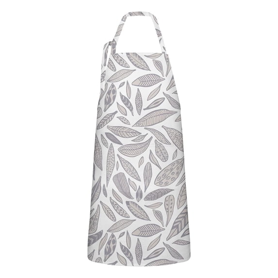 Light Grey Leaf Like Pattern Apron-Garden Aprons for Women with Pockets-Cotton Linen Waterproof Kitchen Cooking Gardening Aprons Adjustable for Kitchen,Cooking,BBQ and Salon 33x27 Inch