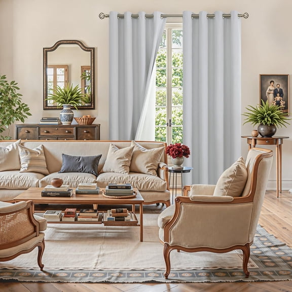 Light Grey Linen Blackout Curtains for Bedroom 80 Inch Length, Thermal Insulated Drapes with Grommet Room Darkening for Living Room, 2 Panels, 52 X 80 Inch