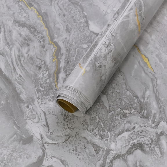 Light Grey Marble Peel and Stick Countertop Contact Paper Granite Counter Top Vinyl Wrap Glossy Waterproof Removable Heat-Resistant Kitchen Counter Covers Wallpaper for Table Walls 15.8"x354"