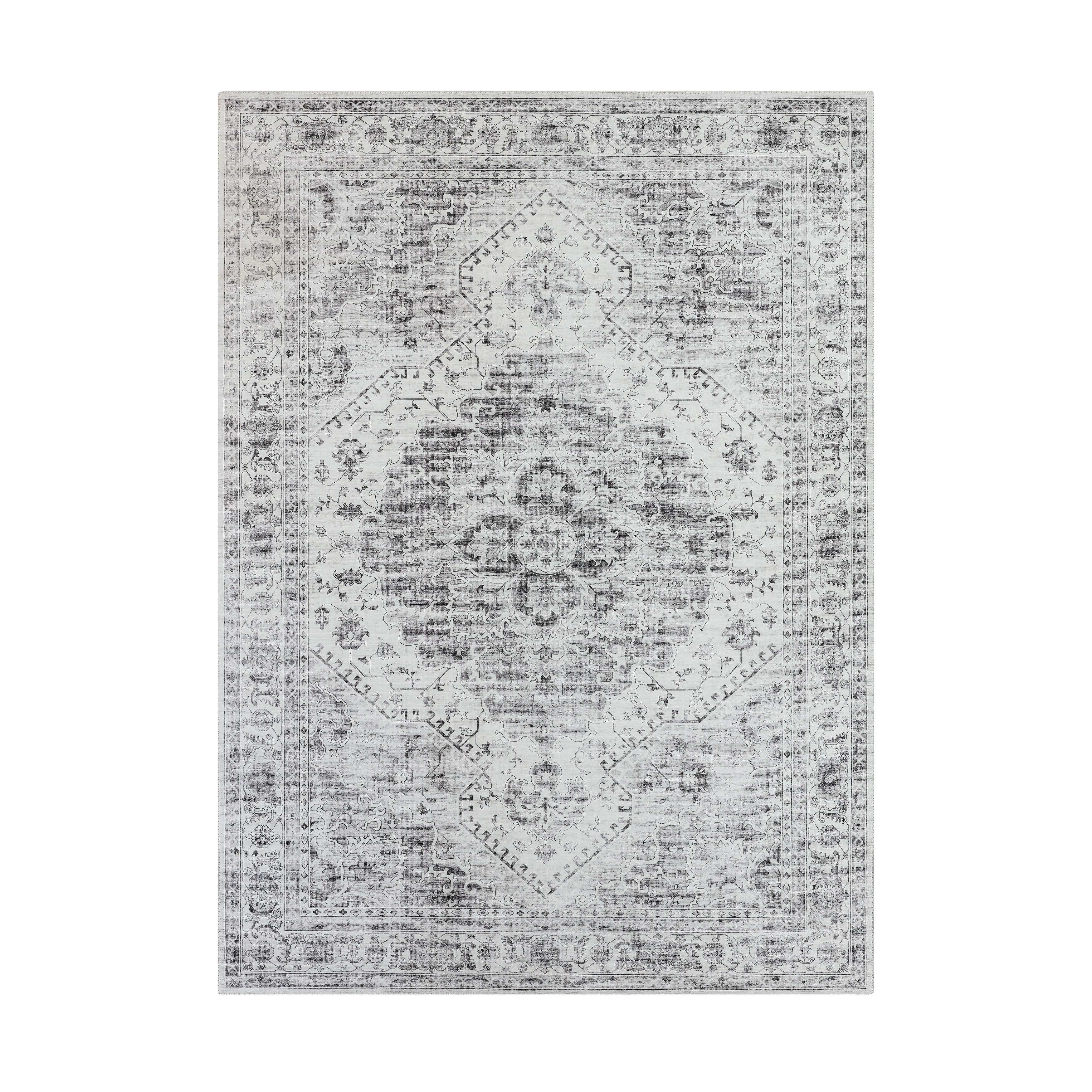Light Grey Medallion Area Rug, 8' x 11'