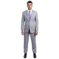 thumbnail image 1 of Light Grey Men's Hybrid-Fit 3pc Paisley Suit w/ Wide Black Shawl Collar, 1 of 4