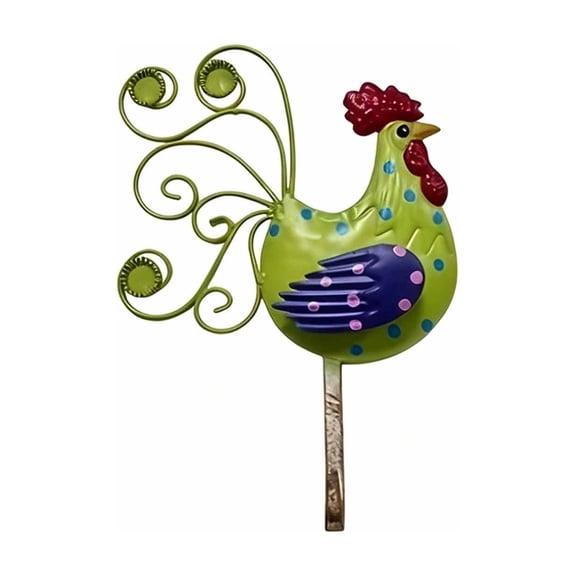 Light Grey Metal Rooster Wall Hook For Entryway Kitchen Utensil And Home Decor Use