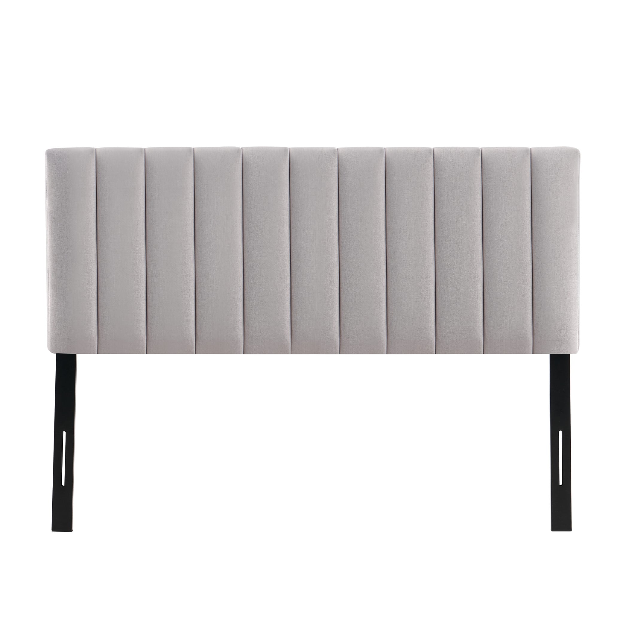 Light Grey Modern Channel-Tufted Headboard, Queen