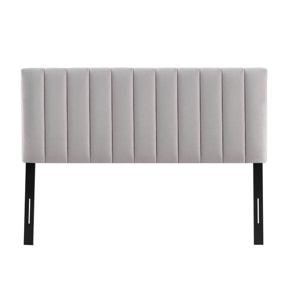 Light Grey Modern Channel-Tufted Headboard, Queen
