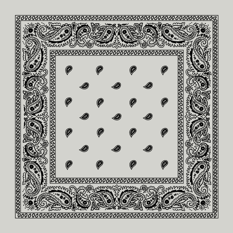 Light Grey Paisley Bandana - Single Piece 22x22 - Walmart.com