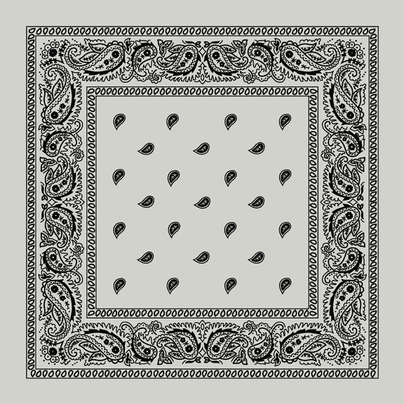 Light Grey Paisley Bandanas - Dozen Packed 22x22