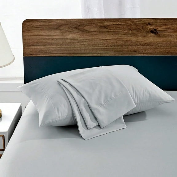 Light Grey Pillowcases Queen Size 2 Pack Pillowcase Set Envelope Closure Soft Brushed Microfiber Fabric 20x30 Inches Pillow Case Set of 2 for Home Hotels Schools