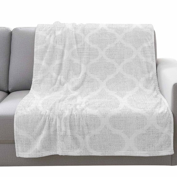 Light Grey Plaid Fleece Throw Blanket Lightweight Retro Country Moroccan National Geometrical Plaid Fuzzy Flannel Throws Super Soft Cozy Flannel Blanket for Couch, Sofa, Bed, Travel 60"x80"