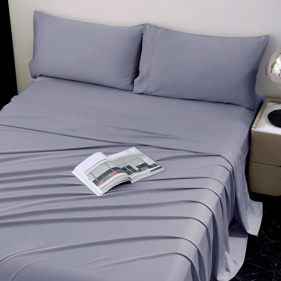 Light Grey Queen Viscose Bed Sheet Set For Hot Sleepers