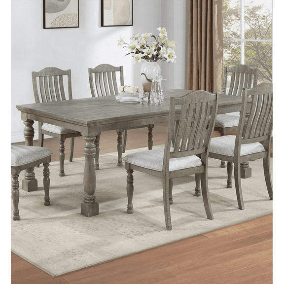 Light Grey Rectangle Dining Table with Acacia Veneer | Up to 6 Seating | Simple Assembly