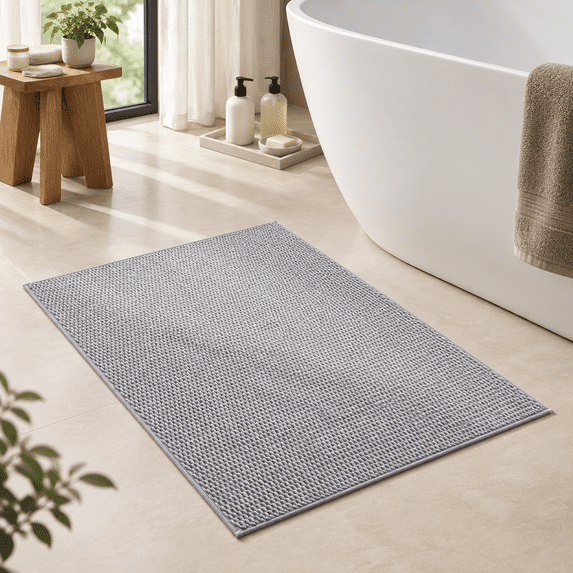 Light Grey Rectangular Bath Rug 36