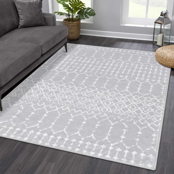 Light Grey Rugs For Living Room Machine Washable Area Rugs Soft Non Slip Farmhouse Rug Indoor Outdoor Floor Carpet For Bedroom Entryway Nursery Room