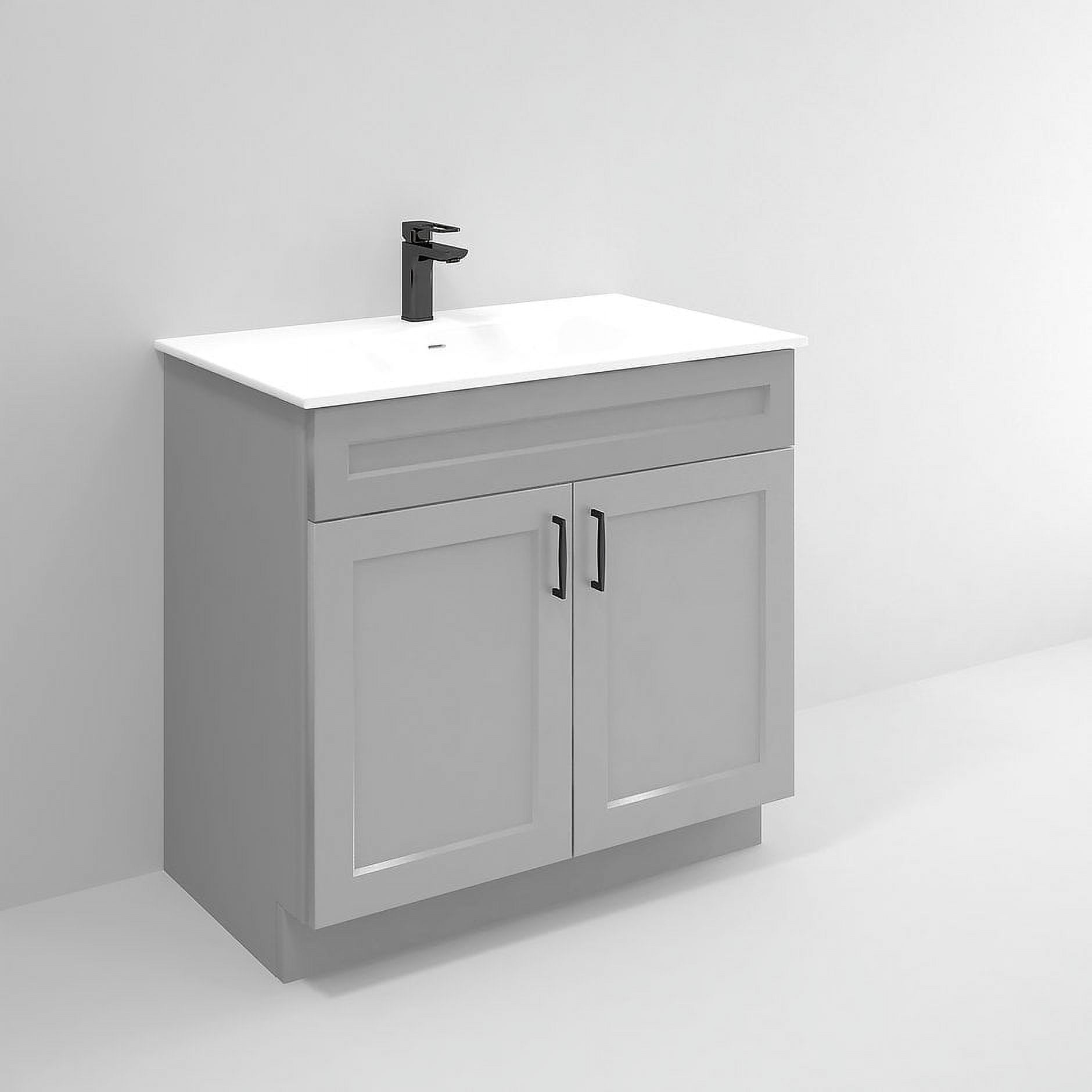 36'' Light Grey Shaker Single Bathroom Vanity Cabinet