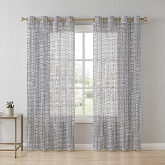 Light Grey Sheer Curtains 72 Inch Long 2 Panels, Country Vintage Minimalist Solid Color Backdrop Light Filtering Semi Sheer Drapes Grommet Voile Window Curtain for Living Bedroom W52 x L72