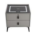 thumbnail image 1 of Light Grey Smart Nightstands with Fingerprint Lock Drawer, Wireless Charging Station, USB Port, Nightstand with 3 Color LED Lights and Speaker, Modern Wooden End Side Table 2 Drawers, 1 of 16