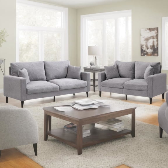 Light Grey Sofa Set for Dorm Living | Soft Cushions, Provide a Comfortable Resting Place