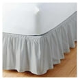 Light Grey Solid Ruffled Bed Skirt 24 Inch Drop Split Corner