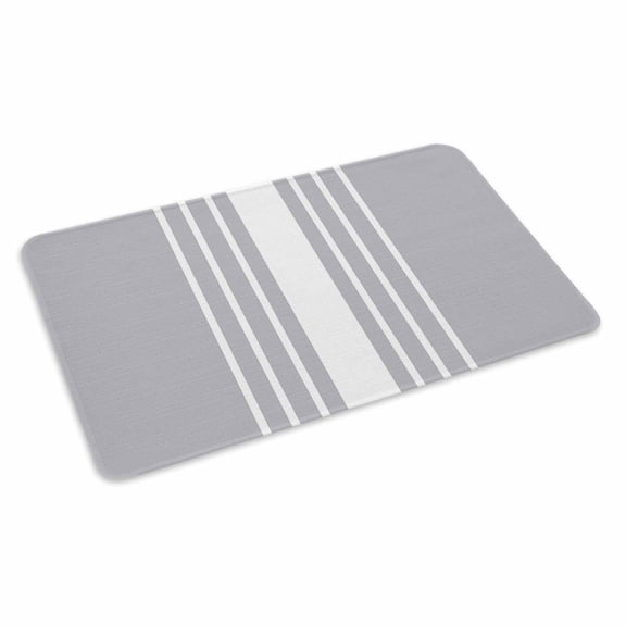 Light Grey Striped Doormat Outdoor Entrance 16"x24", White Simple Neutral Modern Absorb Moisture Dirt Door Mats, Non-Slip Rubber Backing Floor Mats Indoor, Low-Profile Front Door Rugs