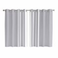 thumbnail image 1 of Light Grey Striped Kitchen Curtains 63 Inch Length, White Simple Neutral Modern Grommet Top Bedroom Living Room Curtains, Light Filtering Cafe Curtain Drapes 2 Panels Set 104''x63'', 1 of 9