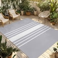 thumbnail image 1 of Light Grey Striped Outdoor Rug 3x5 Ft - Reversible Patio Rug Outdoor Camping Rugs, White Simple Neutral Modern Washable Indoor Outdoor Area Rugs, Non-Slip Outdoor Carpet Runner for Deck/Porch, 1 of 8