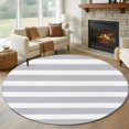 thumbnail image 1 of Light Grey Striped Round Living Room Rugs 7 ft, Modern Stripe Simple Style Abstract Washable Area Rug with Non-Slip Sturdy Edge Binding Round Carpet for Kitchen Office Bedroom, 1 of 9
