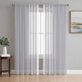thumbnail image 1 of Light Grey Striped Semi Sheer Curtains 96 Inch Length 2 Panels Set, White Simple Neutral Modern Sheer Kitchen Curtain Privacy Voile Window Curtain for Living Room Bedroom Rod Pocket Drapes, 1 of 7
