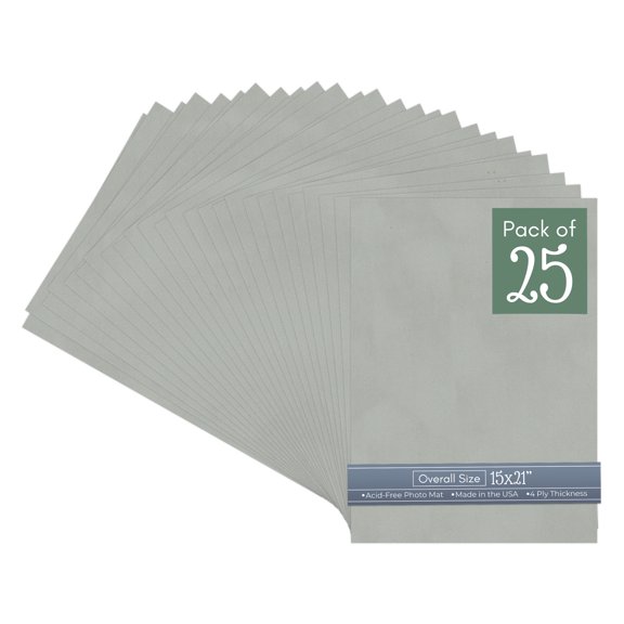 Light Grey Suede 15x21 Uncut Art Mat Board - No Opening - 25 Mats
