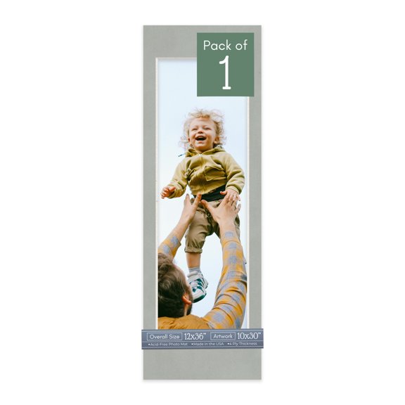 Light Grey Suede Picture Frame Mat for 12x36 Frames - Fits 10x30 Photos - 1 Mat